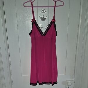 La SENZA Pink and Black Chemise with Lace Trim